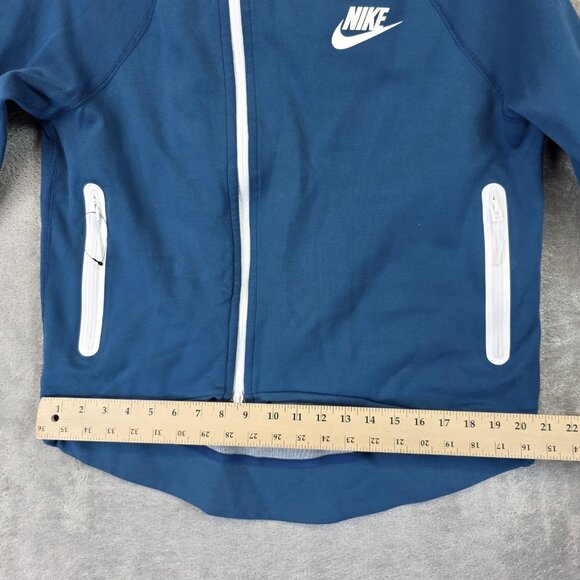 Nike Fleece Hoodie Jacket Womens Small Blue Full Zip Pockets Swoosh 930757-474 - Picture 6 of 12